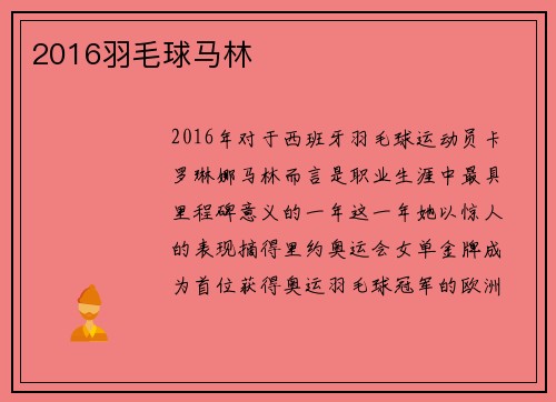 2016羽毛球马林
